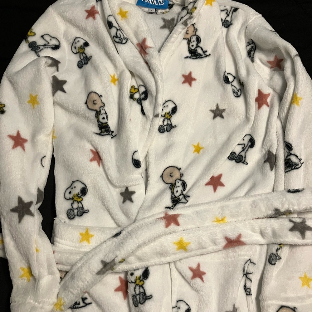 Peanuts Adult Robe - White with Multicolor Stars